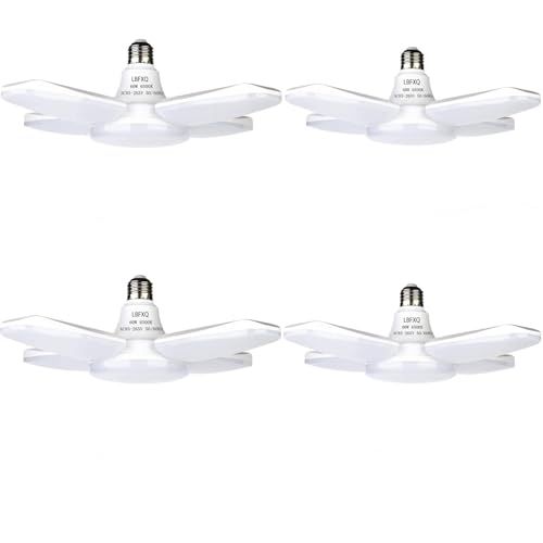 LBFXQガレージライトled 作業灯 led シーリングライト 60W 6500K 天井照明 取付簡単 工事不要 角度調節可能 車庫 倉庫 納戸 工事用照明 昼白色 (4個) 国内発送 dace08e5