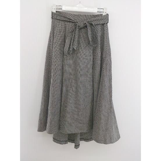 ◇ ◎ URBAN RESEARCH アーバンリサーチ チェック タック ロング フレア スカート サイズF ホワイト ブラック レディース P 【中古】 【1208250003911】