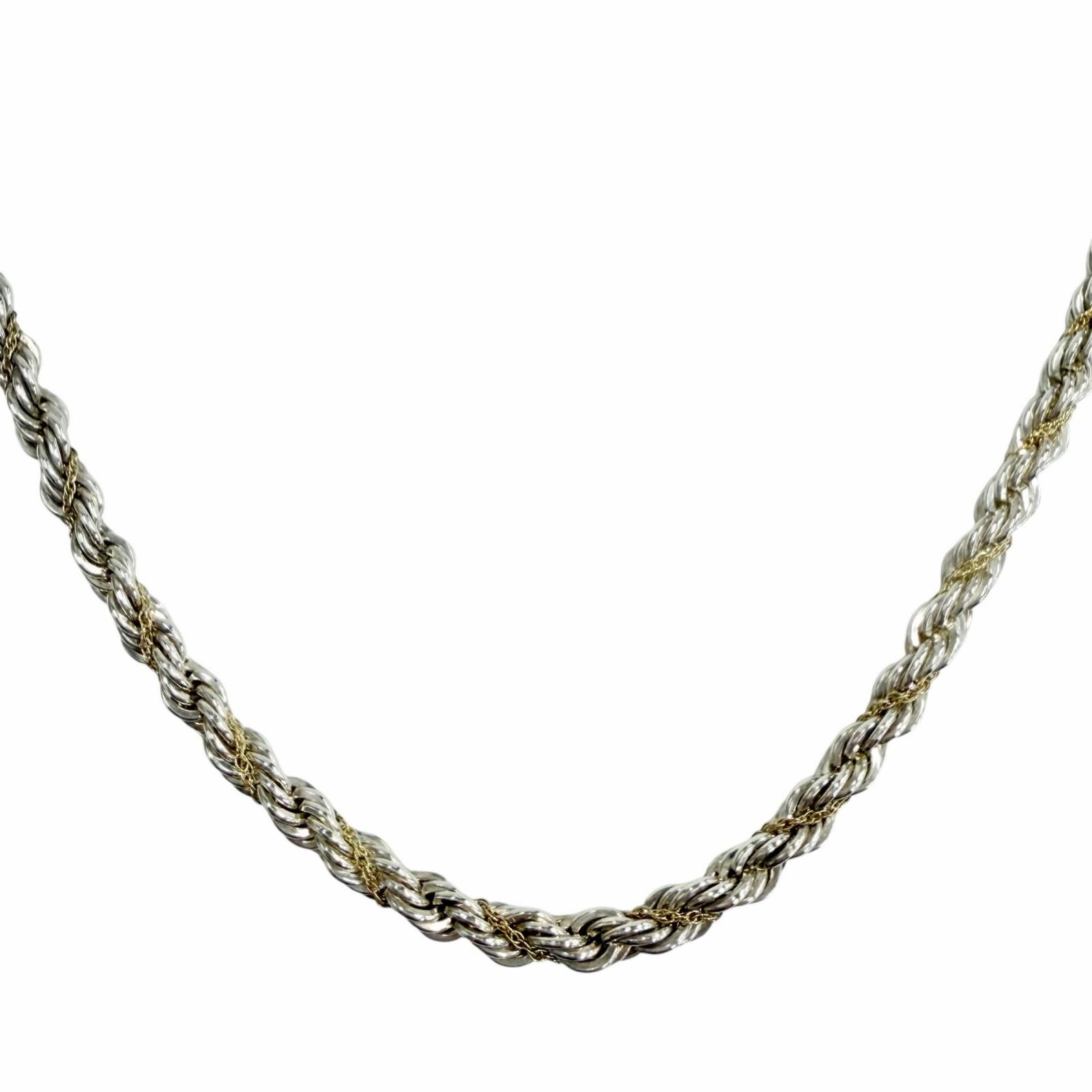 美品◇TIFFANY&Co. ティファニー 925 18K コンビ スクリューチェーン ツイスト ロープ ネックレス シルバー ゴールド 重量35.2g レディース
