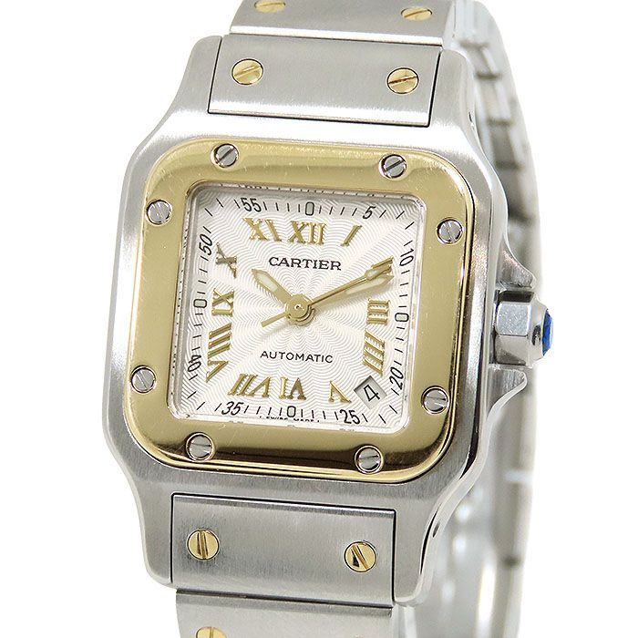Cartier カルティエ サントスガルベ SM W20012C4 ホワイト文字盤 SS × K18YG 750 ステンレススチール × イエローゴールド コンビ 約73.0g 腕時計 自動巻き レディース 送料無料【仕上・OH済】241001031685