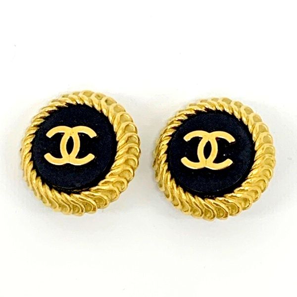 CHANEL シャネル イヤリング 95P ココマーク ヴィンテージ ラウンド ジュエリー レディース ゴールド ブラック アクササリー DF18858■