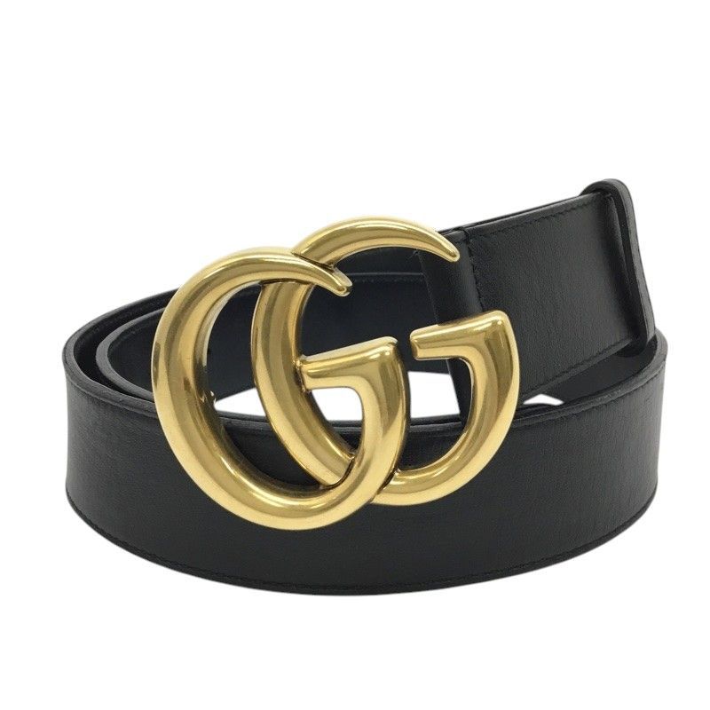 GUCCI【グッチ】GGエンブレムワイドベルト 397660 90・36 メンズ ブラック ゴールド金具【中古品/USED-B】質屋 かんてい局那覇店 n3102692927300021