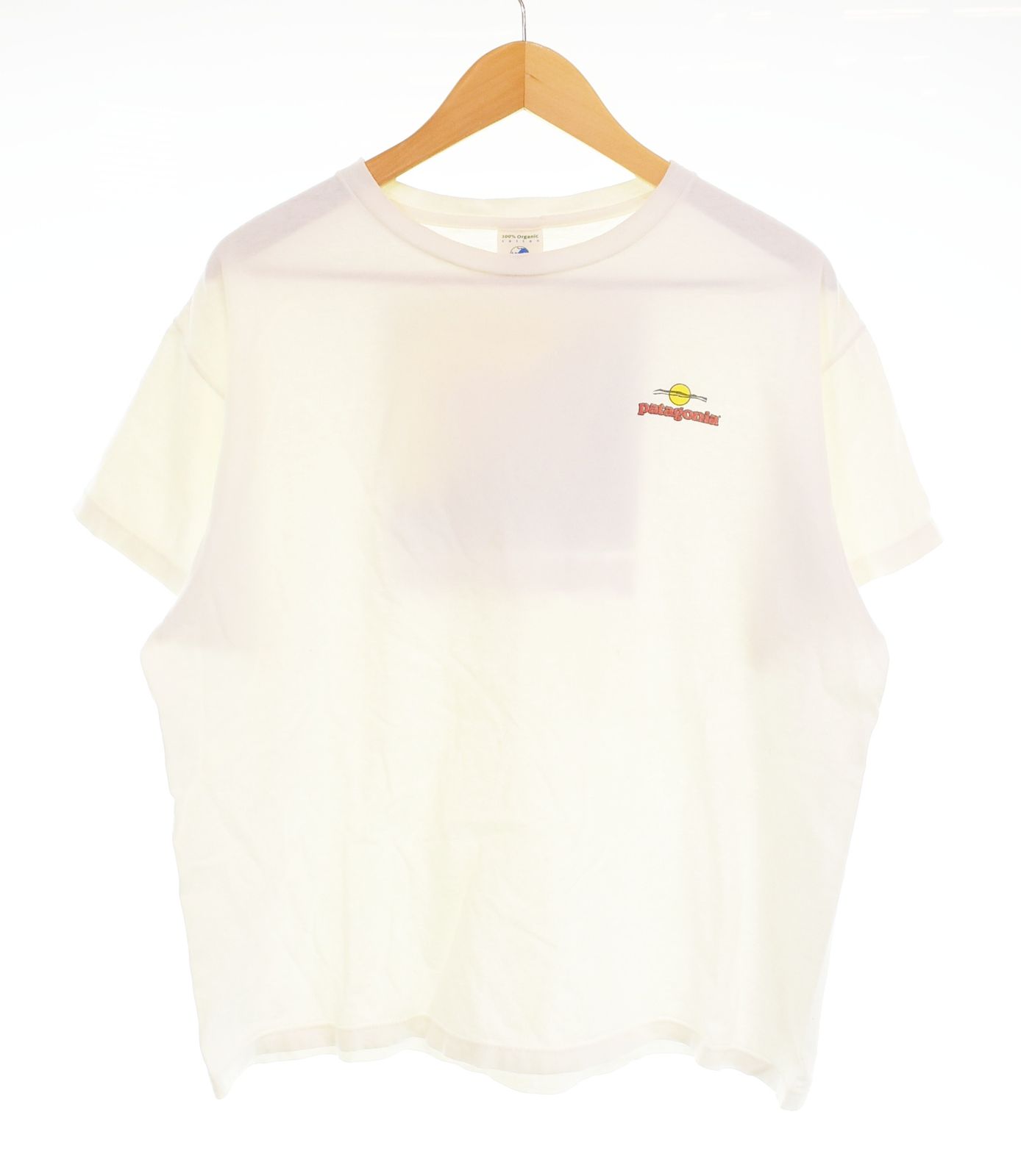 パタゴニア PATAGONIA 90s USA製 Beneficial T's Organic Cotton Tee ベネフィシャル Tシャツ オーガニックコットン プリント Kids:XL Tシャツ ホワイト Mサイズ 103MT-4548