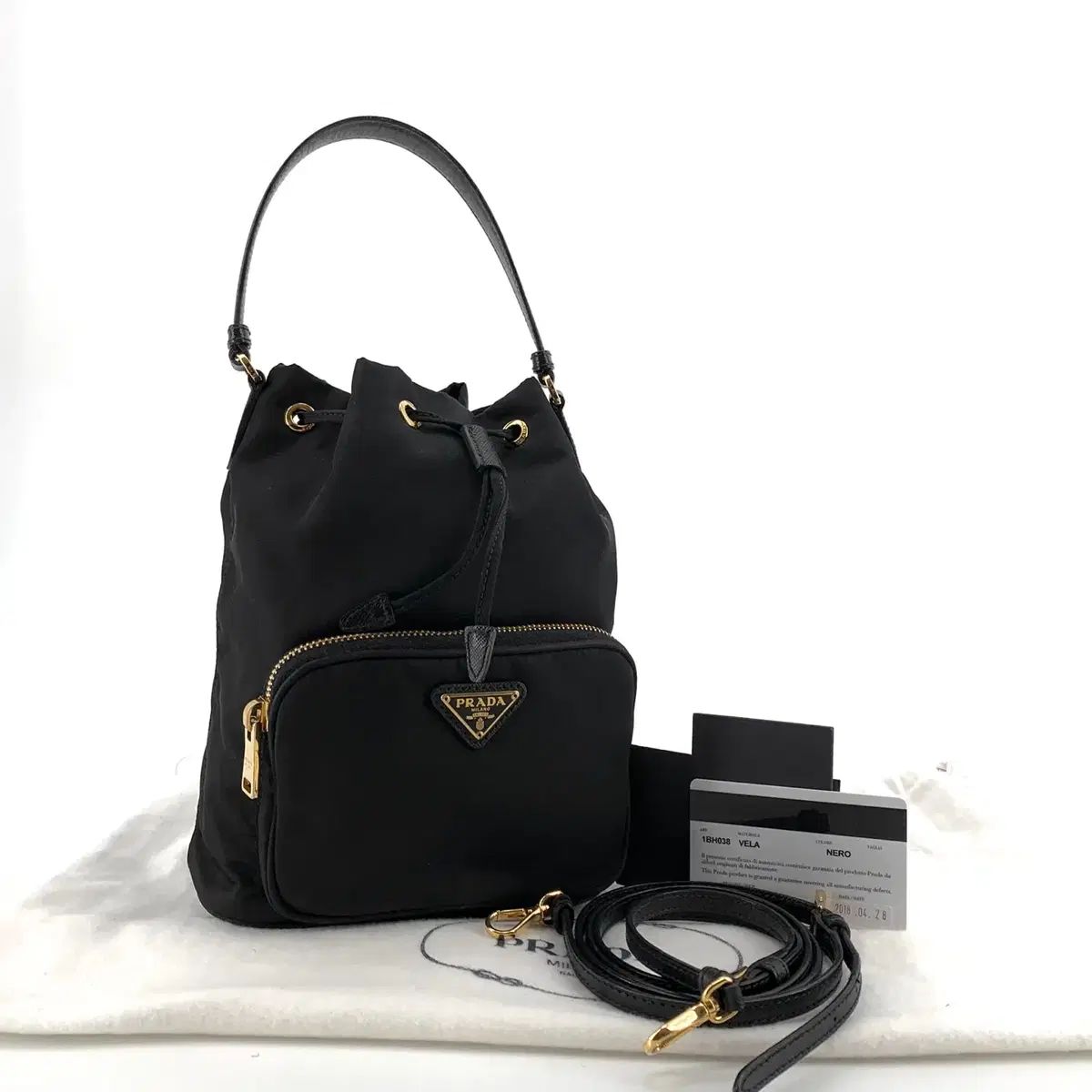 店舗購入 PRADA リナイロン ポコノ バケットバッグ 1BH038