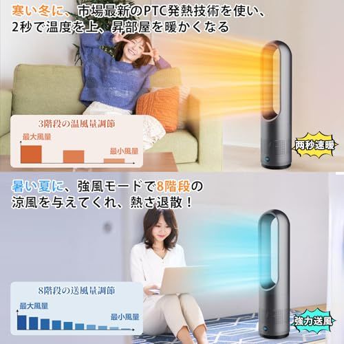 最新発見扇風機 タワーファン ファンヒーター スリム扇風機【冷暖両用