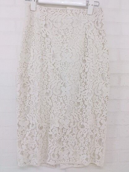 ◇ MOUSSY マウジー レース スリット 膝下丈 タイト スカート サイズ0 アイボリー オフホワイト系 レディース P 【中古】 【1208290004312】