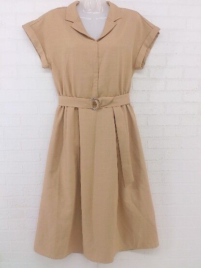 ◇ ◎ ViS ビス スキッパー ノースリーブ 膝下丈 ワンピース サイズF ライトブラウン系 レディース P 【中古】 【1208290004046】