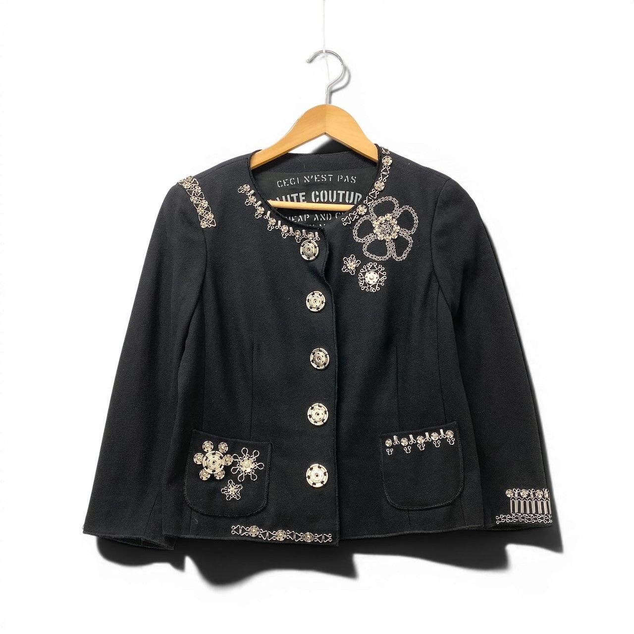 ノーカラージャケット80e14 MOSCHINO モスキーノ ノーカラージャケット