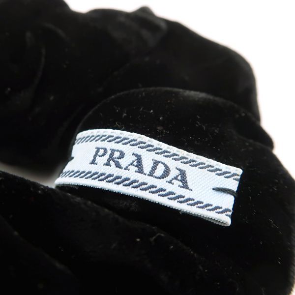 PRADA シュシュ ベルベット 1F015 トライアングルロゴ 三角プレート 黒