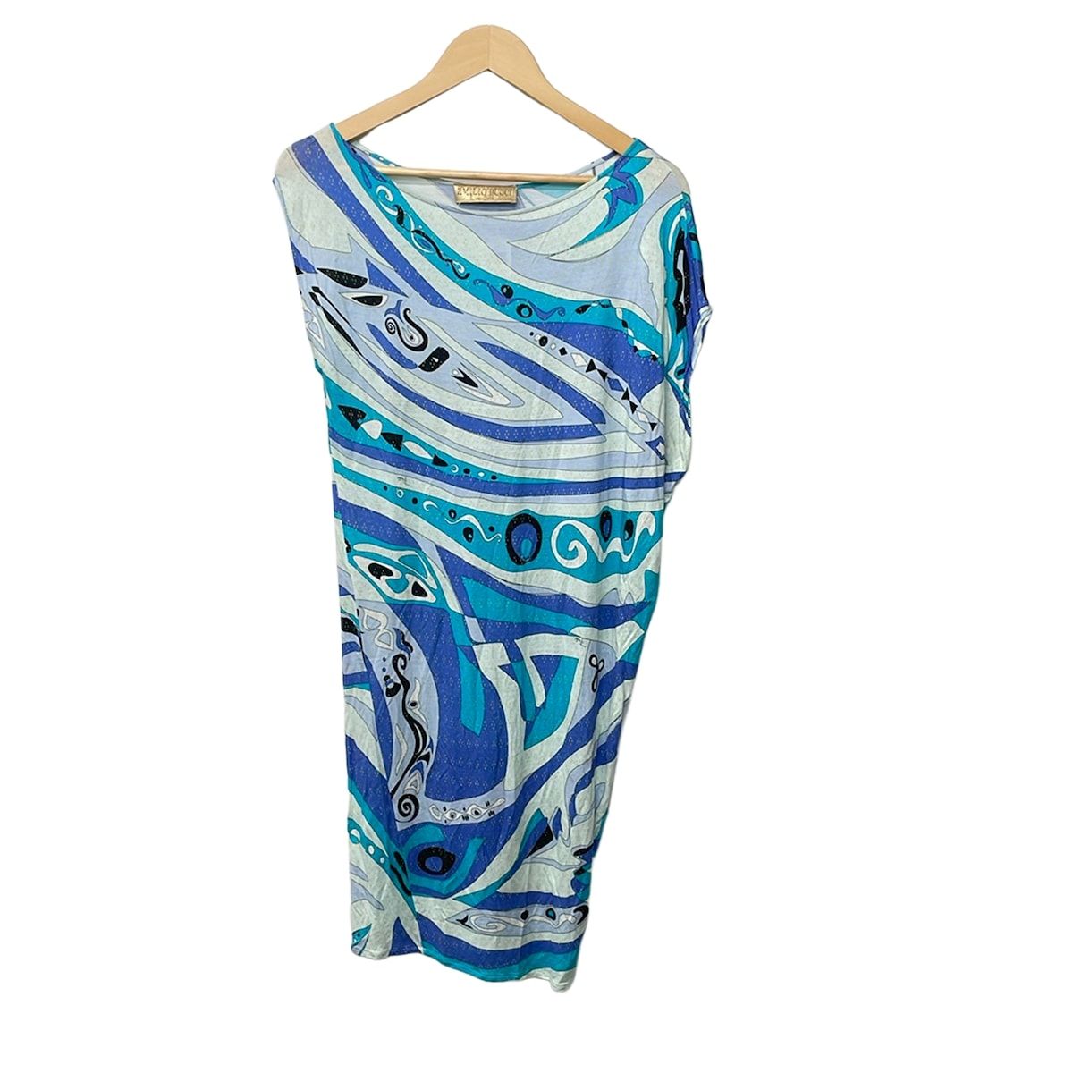 EMILIO PUCCI(PUCCI)(エミリオプッチ) ワンピース サイズI 40 レディース美品 - ブルー×ライトブルー×マルチ ノースリーブ/ひざ丈