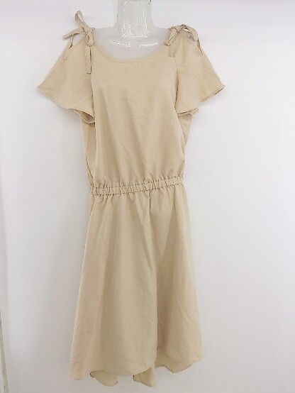 ◇ HusHusH ハッシュアッシュ オフショル 半袖 ロング ワンピース サイズ2 ベージュ レディース P 【中古】 【1208300000075】