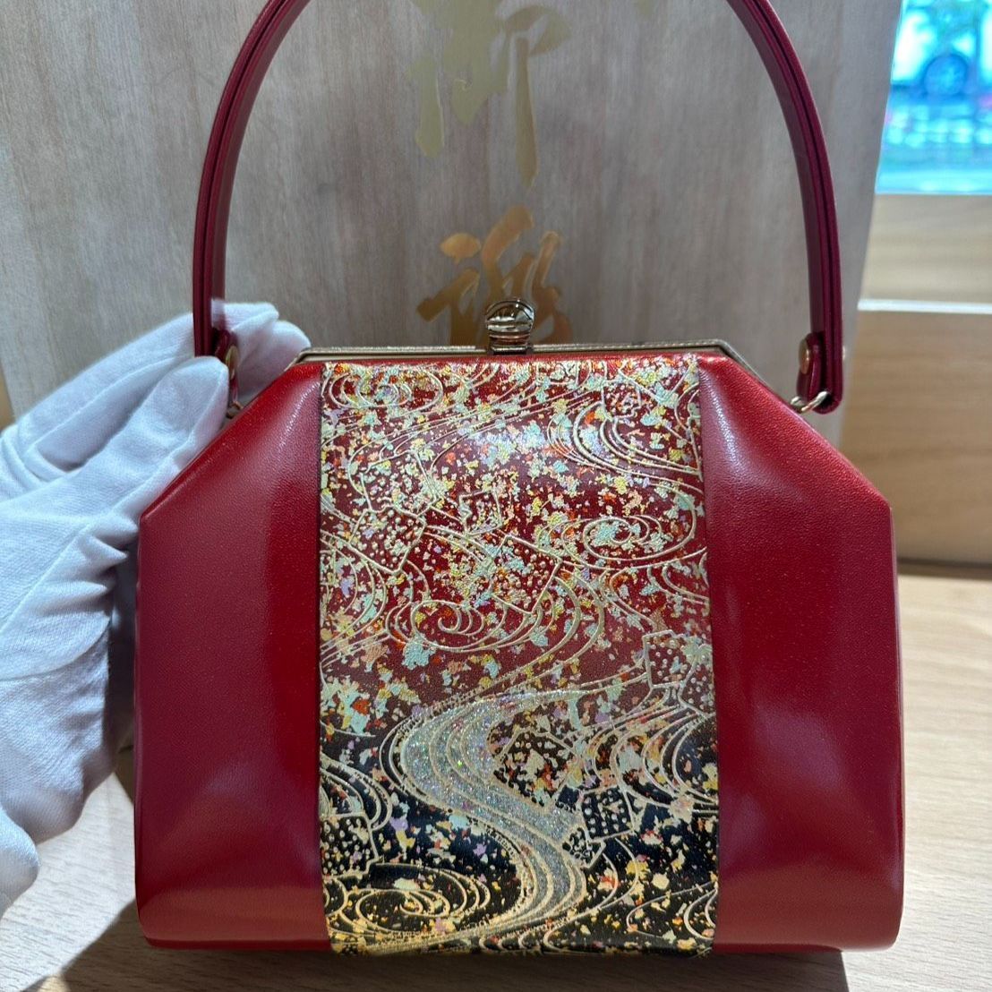 TN264300808 和装バッグ・草履セット がま口 金彩 赤 - メルカリ