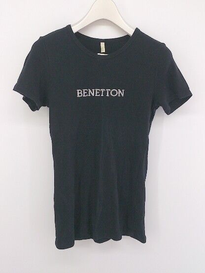 ◇ BENETTON ベネトン クルーネック タイト 半袖 Tシャツ カットソー サイズS ブラック レディース P 【中古】 【1208300004554】