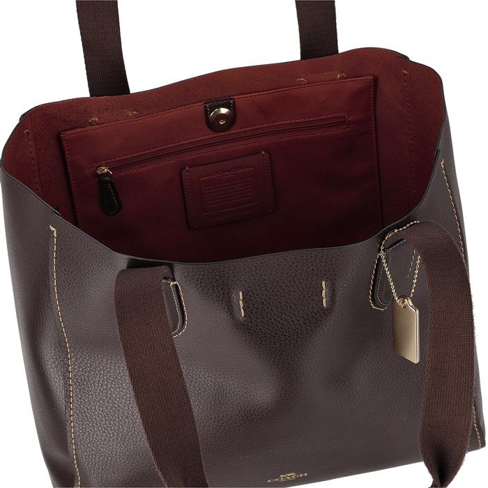コーチ COACH トートバッグ ダービー トート ペブル レザー 58660 IME8I 2023 AW ブラウン/ボルドー ゴールド金具