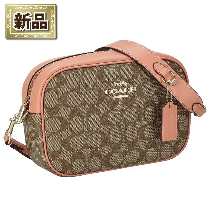 コーチ COACH ショルダーバッグ ジェイミー カメラバッグ CA547 IMVH0 2023 SS カーキ シグネチャーキャンバス ライトコーラル スムースレザー ゴールド金具