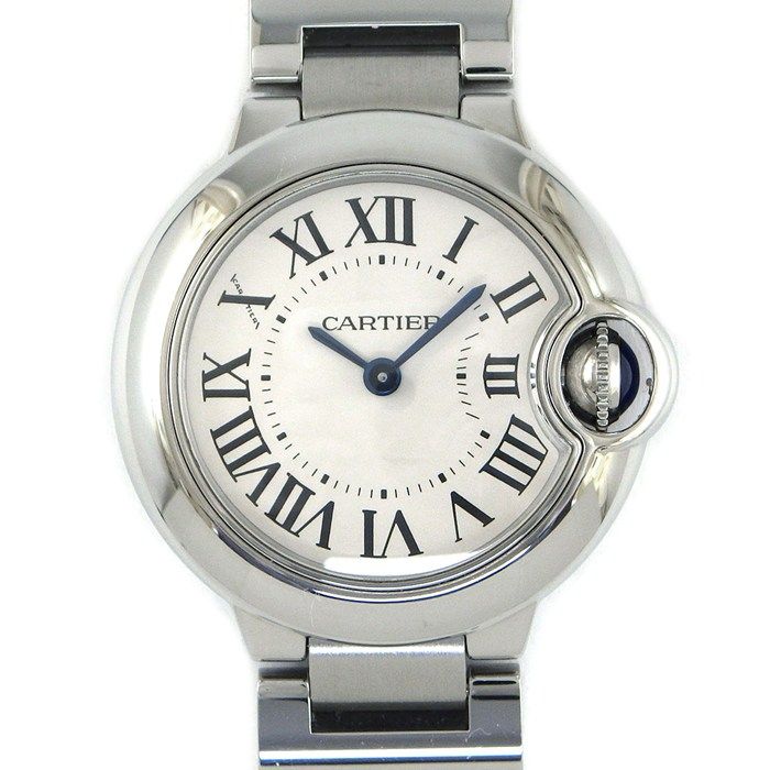 カルティエ Cartier 腕時計 バロンブルー SM W69010Z4 シルバー文字盤 ローマンインデックス SS クオーツアナログ 【中古】