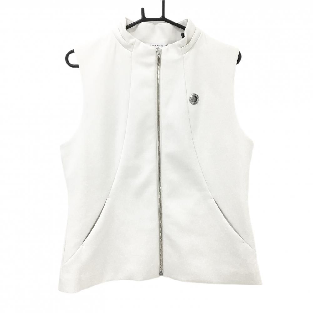 【美品】ランバンスポール アウターベスト 白 裏地付 ワッペン レディース 42(XL) ゴルフウェア 2025年モデル LANVIN SPORT