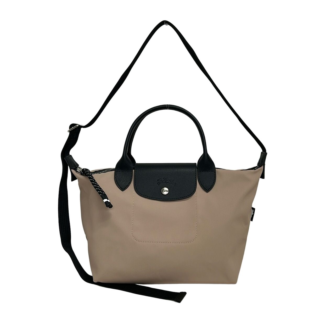 LONGCHAMP(ロンシャン) ショルダーバッグ美品 ル・プリアージュエナジー ピンクベージュ×黒 レザー