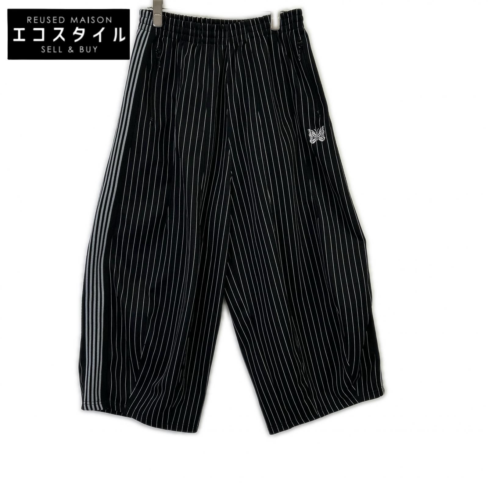 needles　ニードルズ　【STUDIOUS別注】OT1555 ブラック×ホワイト ストライプ Track H.D.Pants ヒザデルトラックパンツ　XS