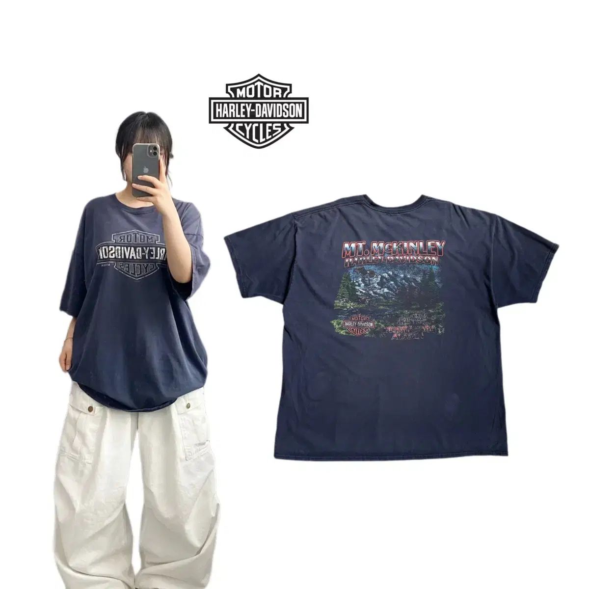 ハーレーダビッドソン サン フェイド ビックロゴ ヴィンテージ 半袖 Tシャツ