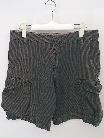 ◇ FACTOTUM ピンストライプ コットン ショート パンツ サイズ46 ブラック グレー系 メンズ P 【中古】 【1209020000604】