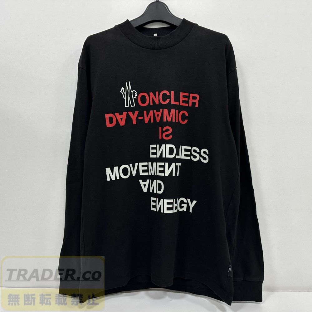 07w1696★ MONCLER GRENOBLE(モンクレール グルノーブル) 23AW レタリング プリント入り 長袖Tシャツ ブラック Mサイズ H20978D00002 83927【中古品】