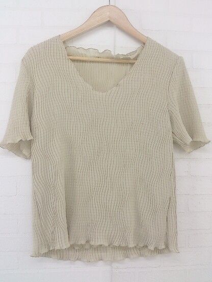 ◇ ILE CENTRE イルサントル プリーツ レイヤード 半袖 カットソー サイズ38 ベージュ レディース P 【中古】 【1209050008915】