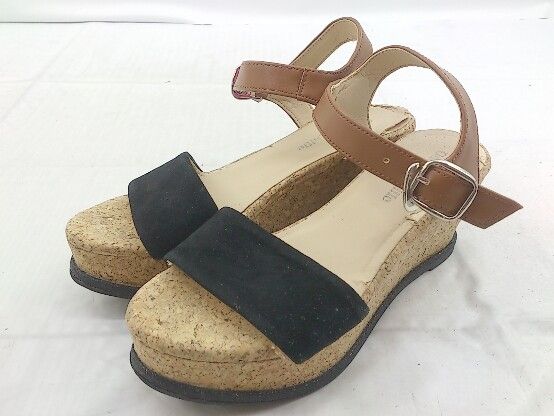 ◇ Odette e Odile UNITED ARROWS オープントゥ 厚底 セパレートサンダル サイズ35 ブラック ブラウン レディース P 【中古】 【1209070003136】