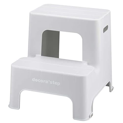 サンカ デコラステップ 踏み台 昇降ステップ台 グレー 2段 広い足のせ部分と滑り止め加工 インテリアになじむおしゃれでかわいい丸いフォルム 耐荷重100kg 軽量設計 日本製 子供 トイレ 玄関 洗面所 洗車台 足台 キッズ 室内 (幅43.5×奥行48.3