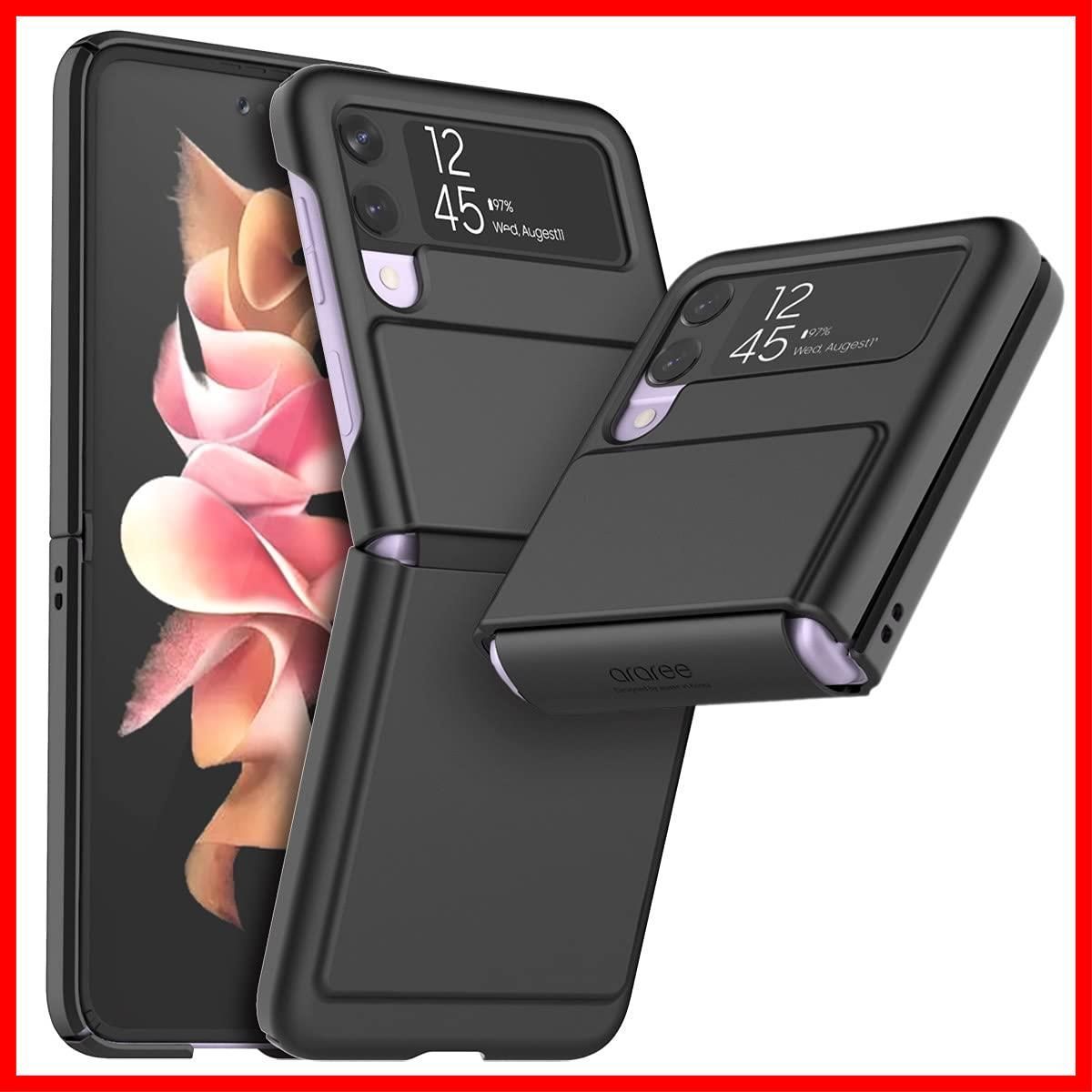 【在庫セール】ケース 対応 耐衝撃 ヒンジ ガード 付き 5G スマホケース 簡単 装着 Flip3 分割 構造 ヒンジ保護 Z 携帯 カバー スマホカバー Galaxy Aero Flex ブラック