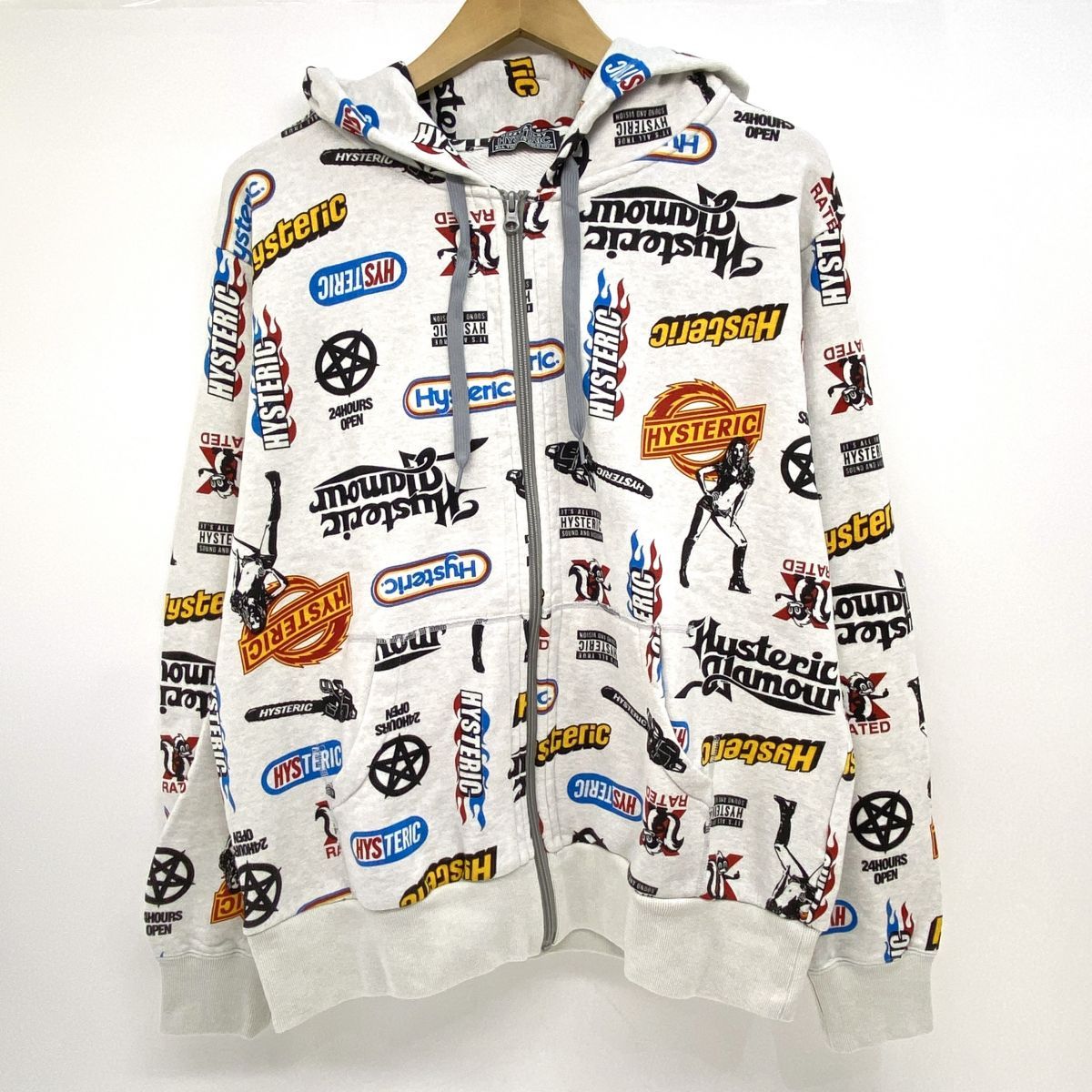 HYSTERIC GLAMOUR ヒステリックグラマー HYSTERIC CHAINSAW柄ジップパーカー 02223CF01 XLサイズ ※中古