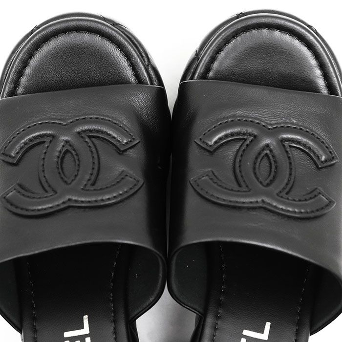 新品同様】CHANEL シャネル サンダル ミュール レザー サイズ 37
