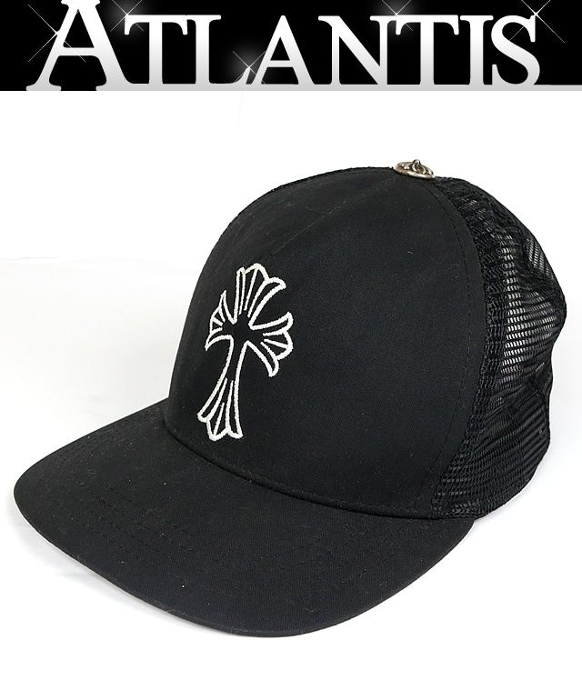 CHROME HEARTS 銀座店 クロムハーツ CHクロス 刺繍 トラッカーキャップ 帽子 メンズ シルバー SV925 黒 103326