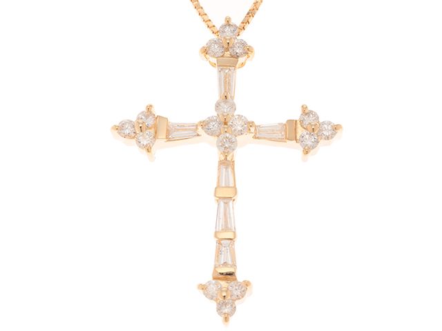 JEWELRY ジュエリー ネックレス　 K18イエローゴールド　ダイヤモンド1.00ct　約5.5g　クロス　 レディース【中古】【207】2141000362304　