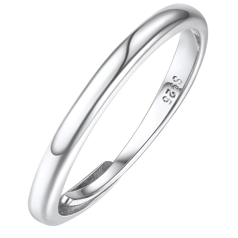 [ChicSilver] シルバー925 リング レディース 人気 指輪 メンズ シンプル フリーサイズ 甲丸リング アクセサリー