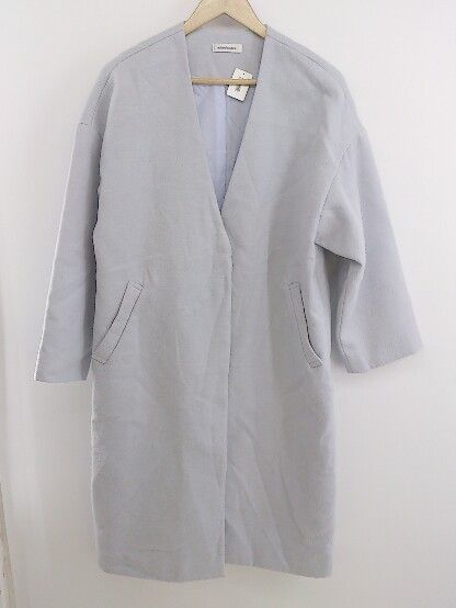◇ natural couture ナチュラルクチュール ノーカラー 長袖 コート サイズF ライトブルー系 グレー系 レディース P 【中古】 【1210250000449】