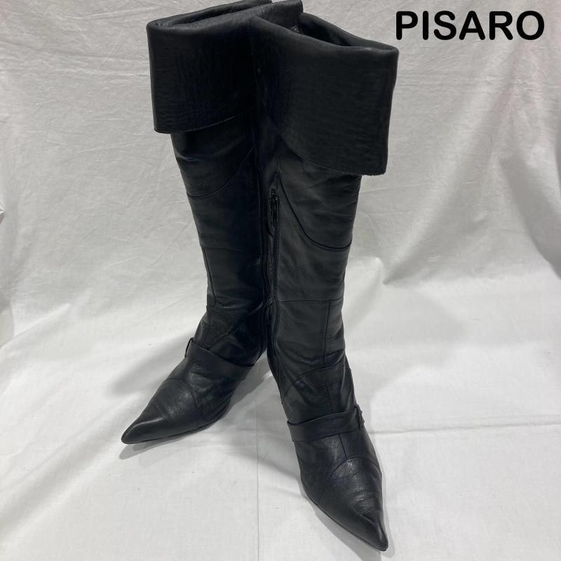 古着 PISARO ピサロ ブーツ ロングブーツ レザー MADE IN JAPAN 7163 61468 39 黒 ブラック レディース - ISItems【USED】【古着】【中古】50152515 4,400円