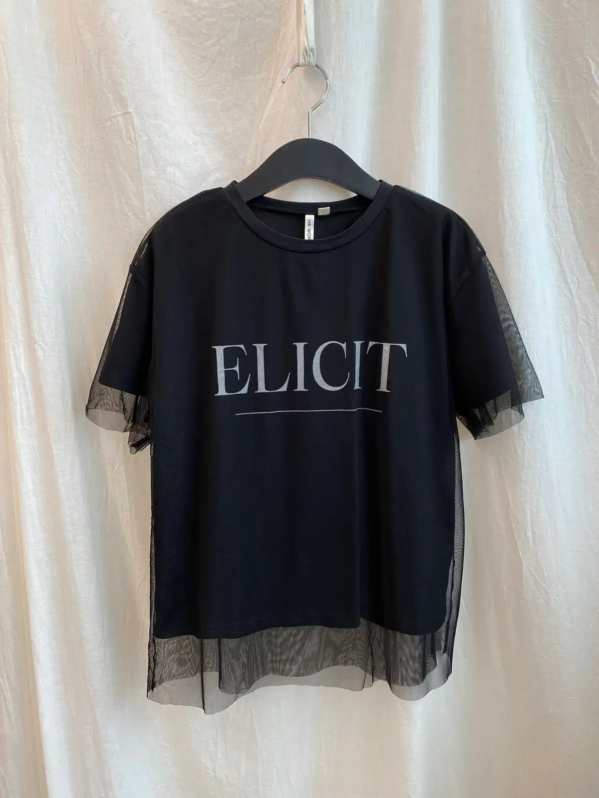 HK WORKS LONDON ブラック レイヤード 半袖トップス (M)