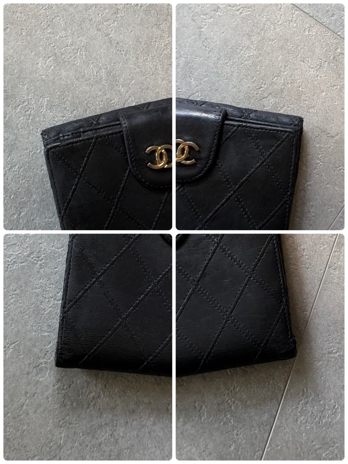 CHANEL シャネル ビコローレ 二つ折り財布 ココマーク 箱付き 財布 黒 CHANEL シャネル ビコローレ 二つ折り財布 レザー Wホック ブラック 黒