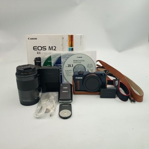 Canon EOS M2 EF-M 55-200mm F/4.5-6.3 18-55mm F/3.5-5.6 IS STM ミラーレス一眼カメラ レンズ
