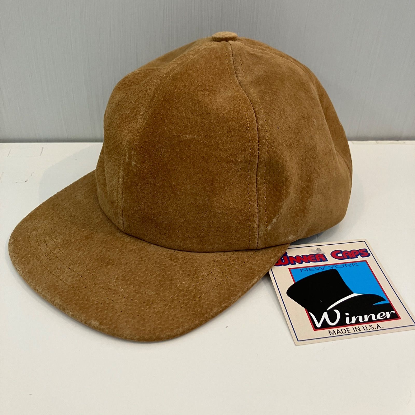 未使用品 Emstate by Winner Caps レザー スウェード 豚皮 キャップ 帽子 アメリカ製