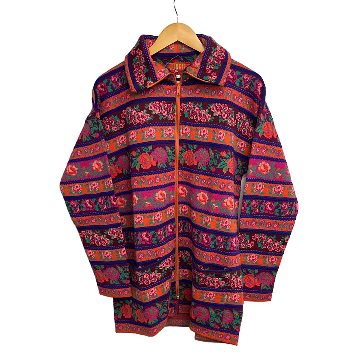 KENZO(ケンゾー) ブルゾン サイズM レディース美品 - オレンジ×ピンク×マルチ 長袖/ニット/花柄)/秋/冬/KENZO JUNGLE
