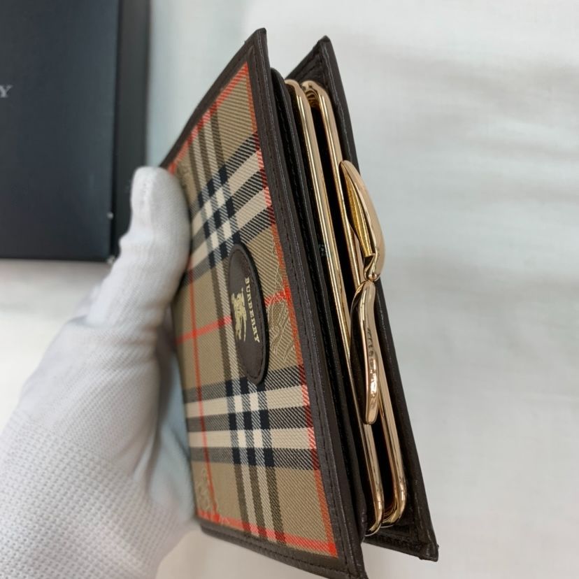 未使用級】Burberrys バーバリー ノバチェック がま口 二つ折り財布
