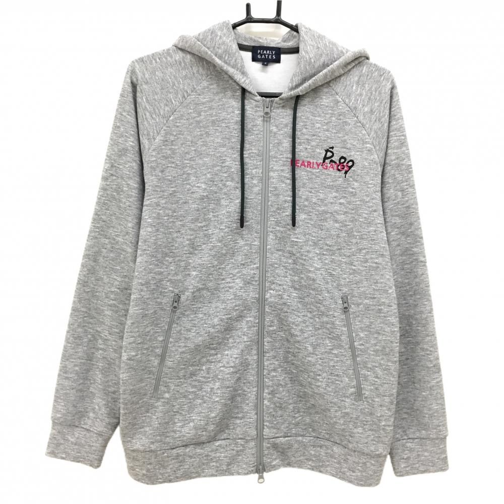 超美品】パーリーゲイツ ジップパーカー 杢グレー ダブルジップ ロゴ