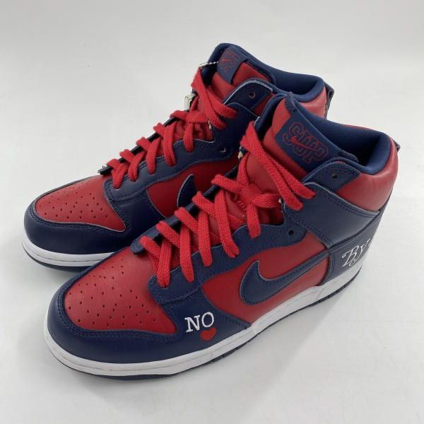 中古】Supreme × NIKE SB Dunk High By Any Means Red/Navy-White 