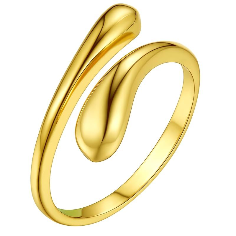 [ChicSilver] ゴールド リング レディース 人気 k18金 指輪 メンズ シンプル フリーサイズ ドロップ しずく アクセサリー 0