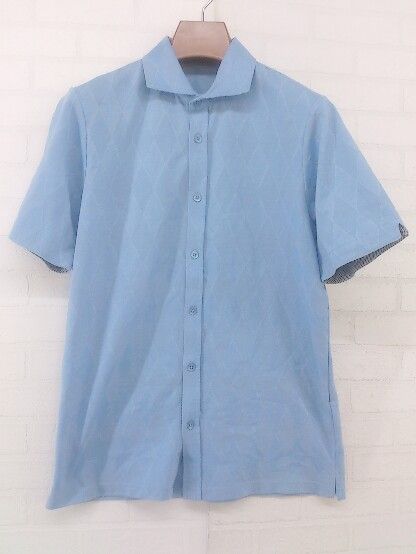 ◇ MK MICHEL KLEIN HOMME ミッシェルクランオム 総柄 半袖 シャツ サイズ40 ブルー メンズ P 【1301180009142】