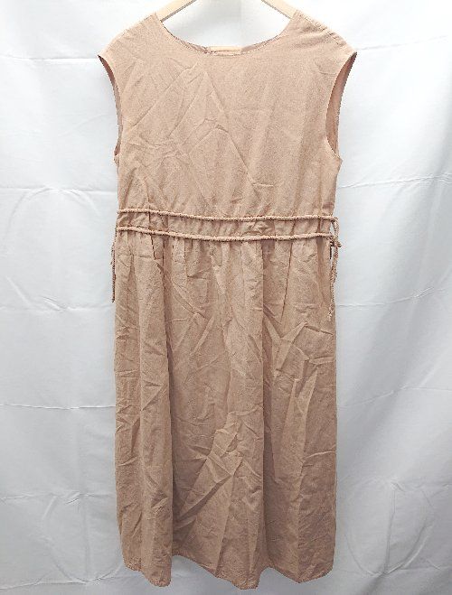 ◇ natural couture ナチュラルクチュール サイドリボン コットン 無地 ロング ワンピース サイズF ブラウン レディース E 1 【1301230024361】