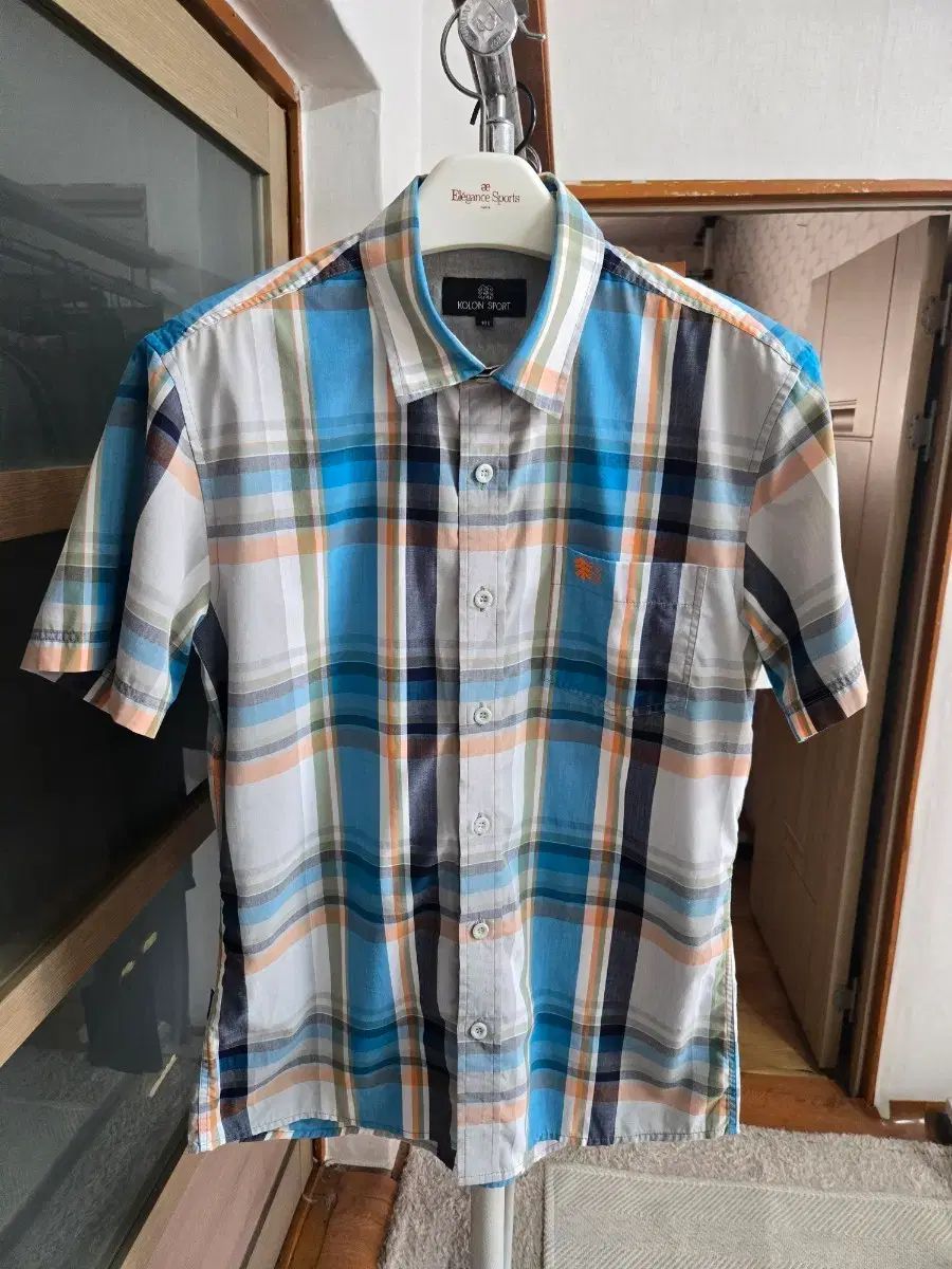 メンズ100 KOLON SPORT チェック 半袖 シャツ (シャツ)
