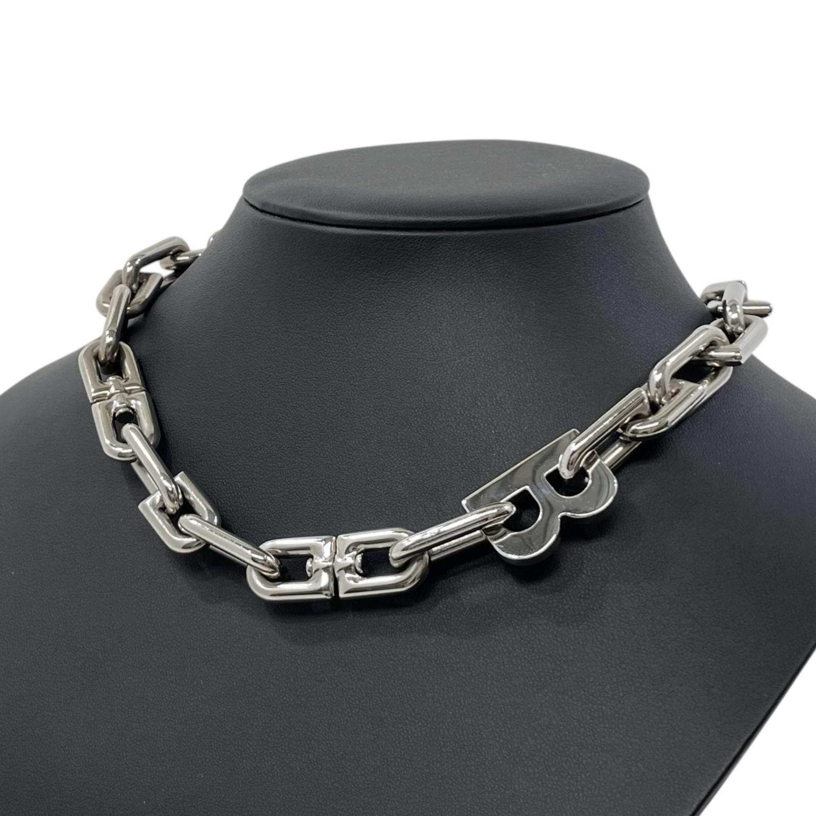 【中古】BALENCIAGA | バレンシアガ Bチェーン スリム ネックレス シルバー【尾張小牧店】